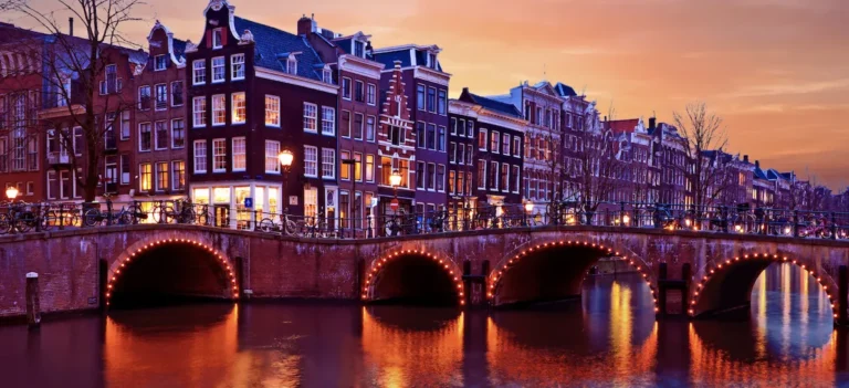 Amsterdam canal during nighttime