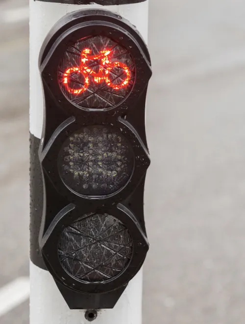Red traffic light for bikes in Amsterdam