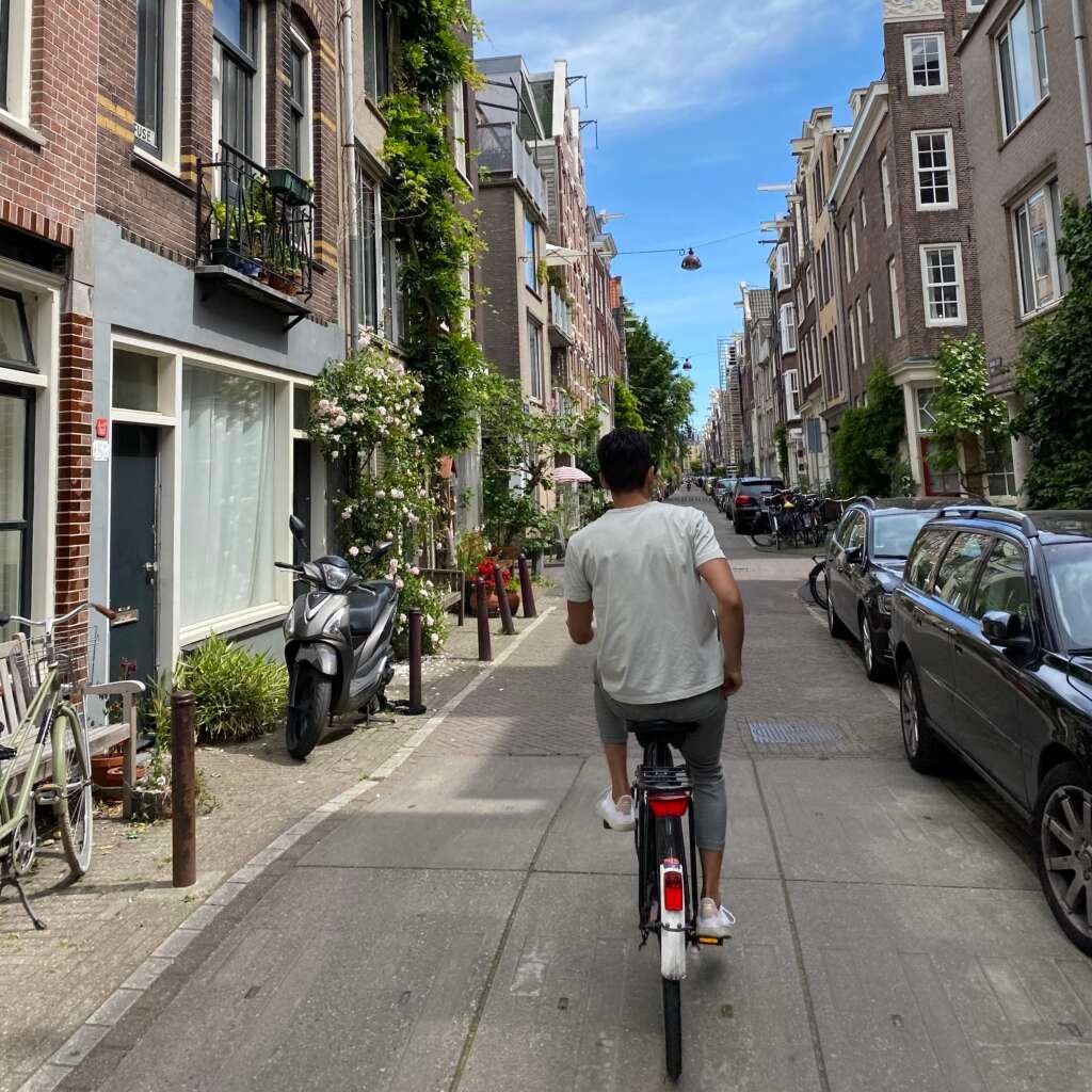 man on a bike in Amsterdam
