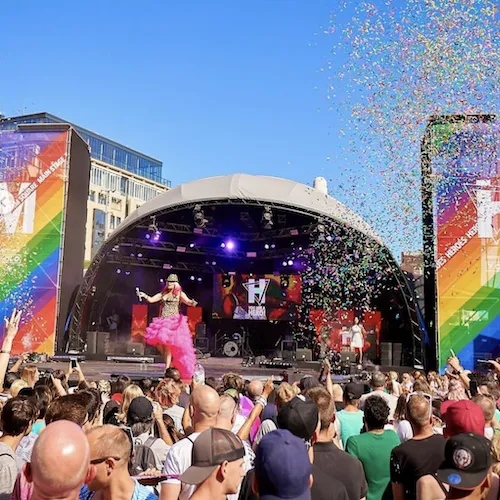 Live outdoor concert during Pride Amsterdam